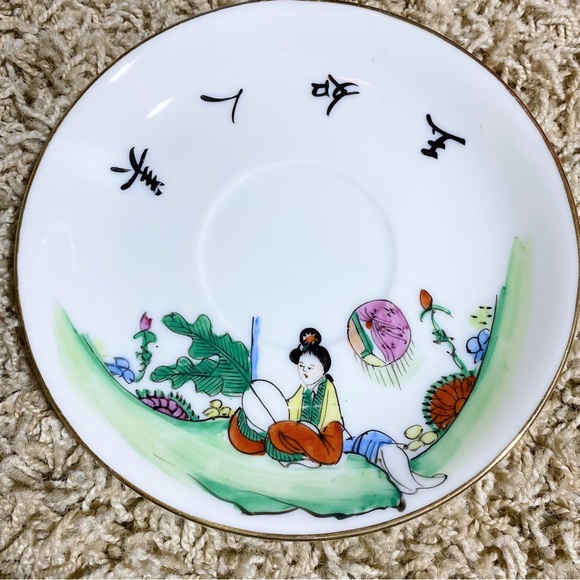 Vintage Chinese Hand-painted Teacup & Saucer - Picture 3 of 4